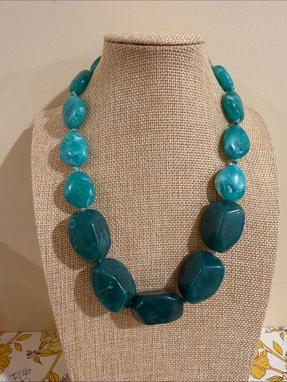 Genuine stones necklace Chunky Beaded Necklace - Women Jewelry 18”